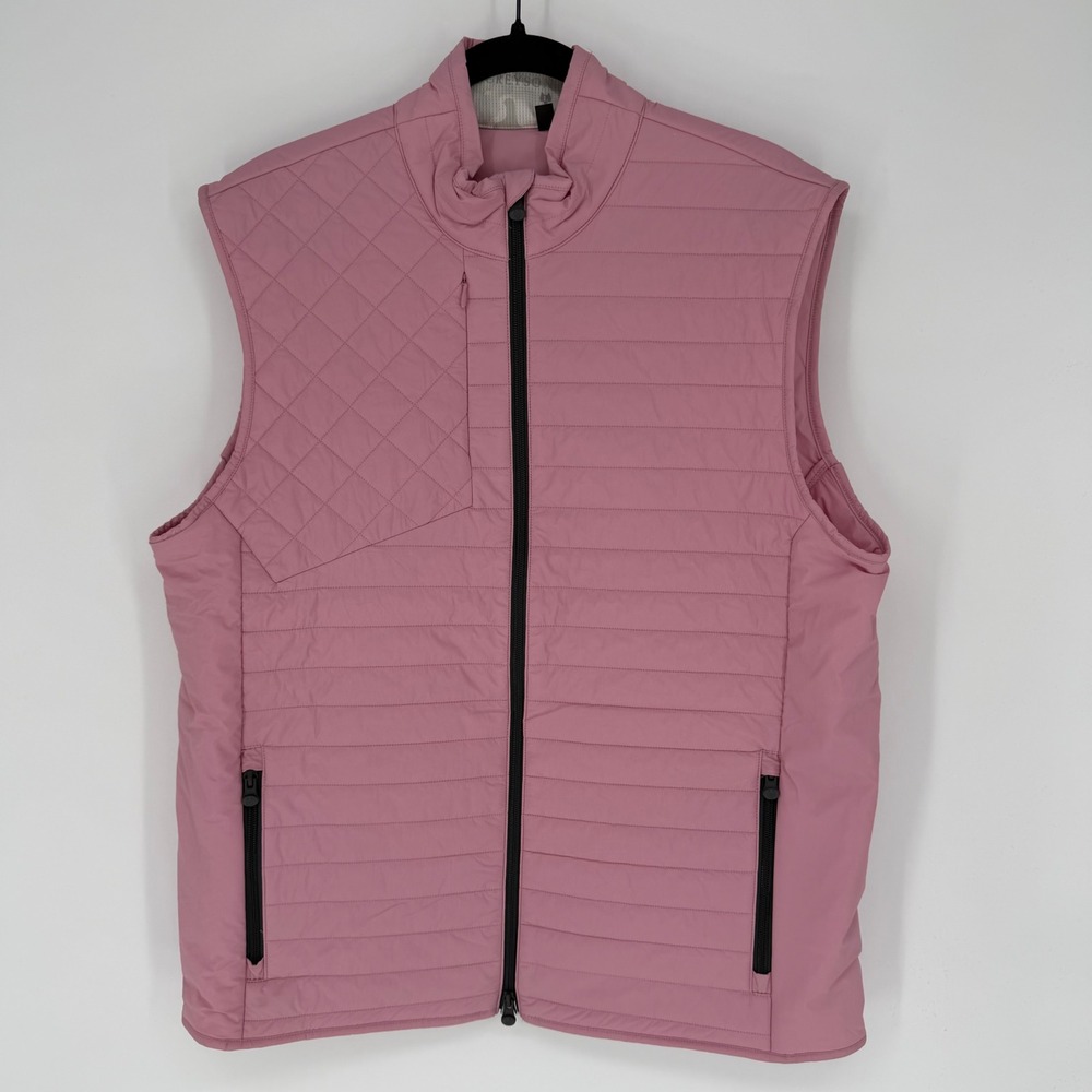 GREYSON MEN'S YUKON ULTRALIGHT HYBRID VEST LARGE PINK QUILTED GOLF PUFFER VEST